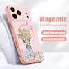 Cartoon Flower Girl Pattern Case For iPhone 17 Pro Max Magnetic For Magsafe Hybrid Slim Matte Cover For iPhone 16 15 14 13 Pro Max