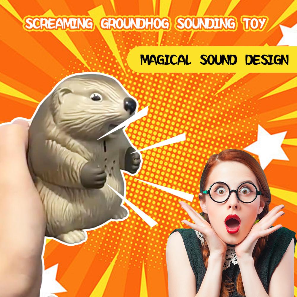 Screaming Groundhog Sound Toys Hamster Fat Cute Action Figure Toys Sculpture For Home Office