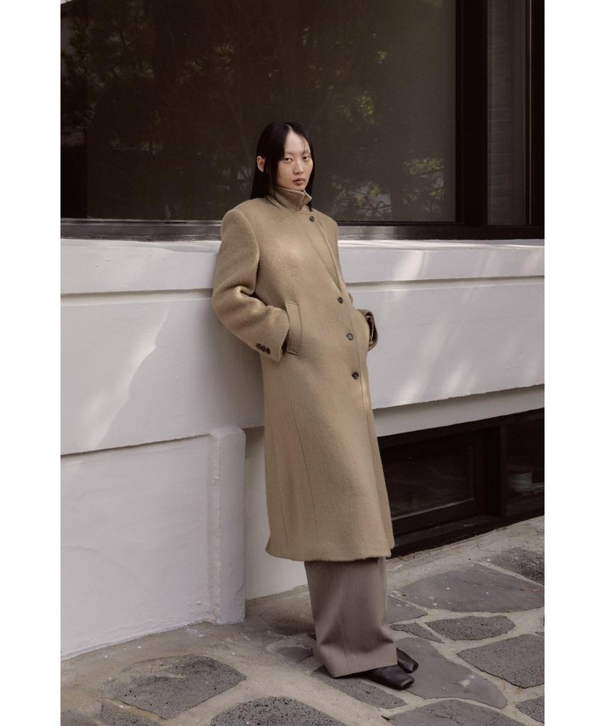 Youth Oversized Double Breasted Coat - Beige