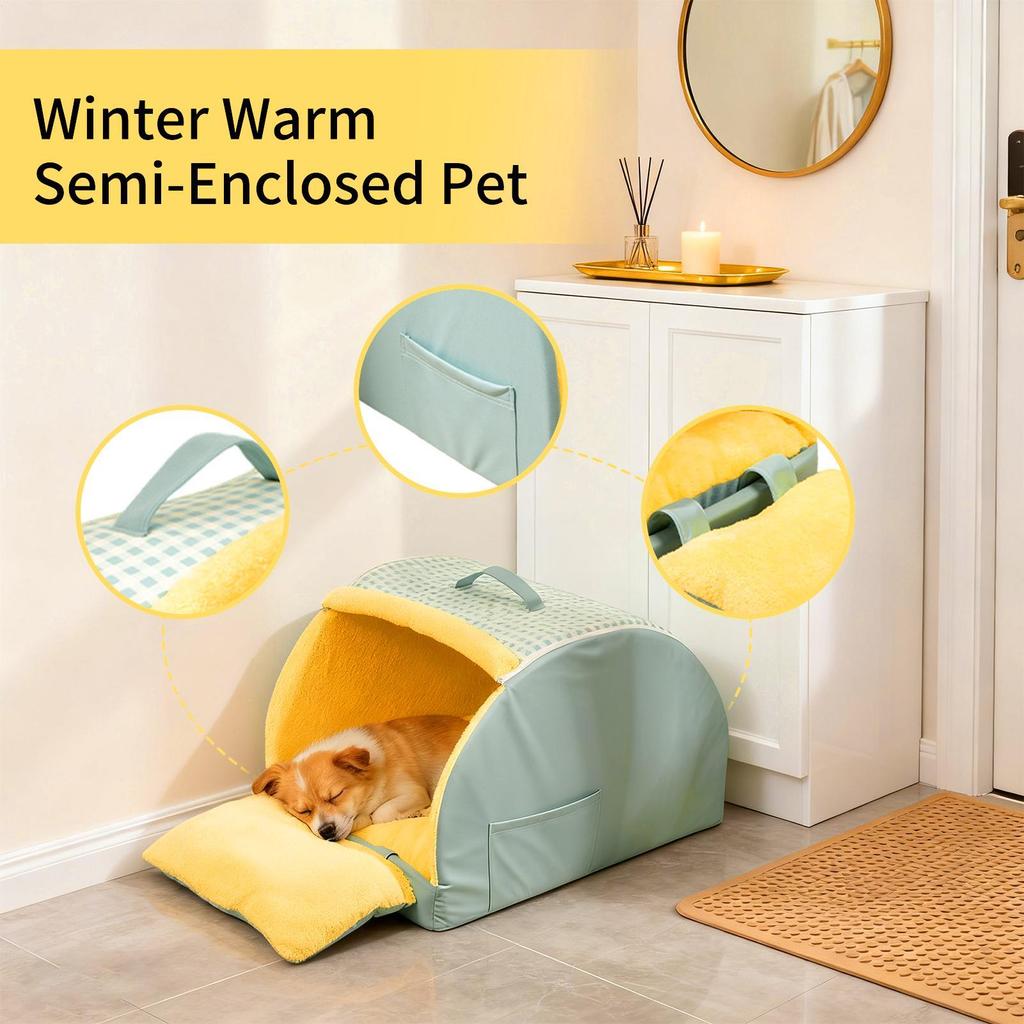 Cat Cave Comfortable Semi Enclosed Windproof House Nest Indoor Cat House For Outdoor Winter Sleeping Outside Home Travel Bedroom
