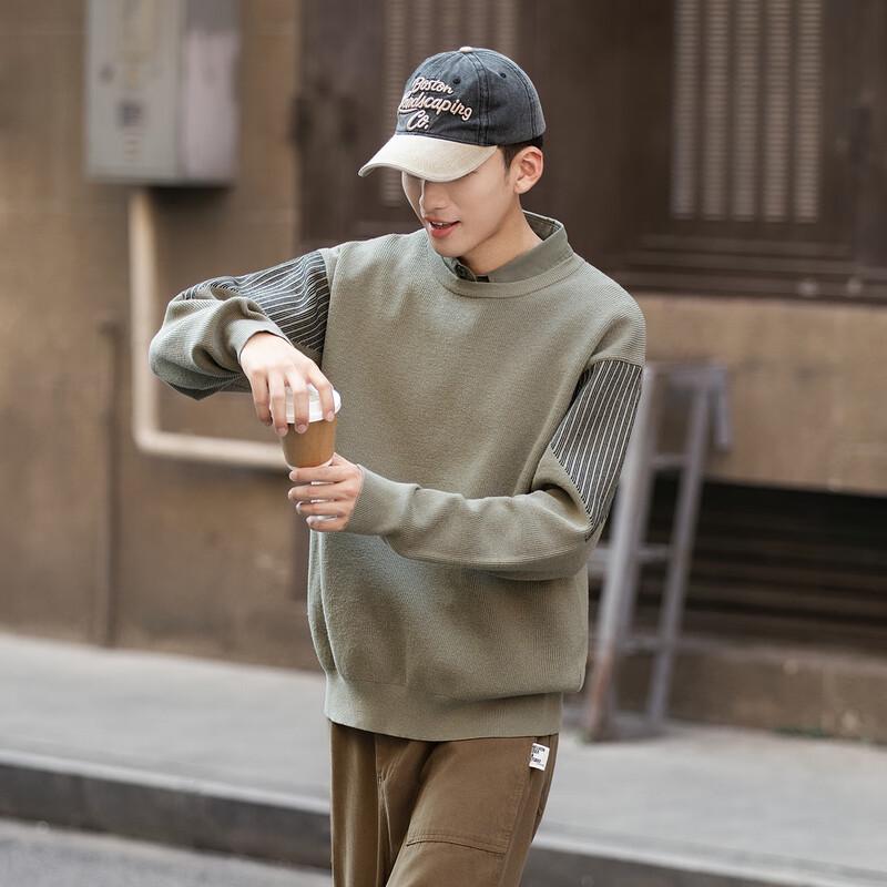 TonLion Men's Faux Two-Piece Polo Neck Sweater