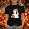 Kids Halloween Printed Round Neck Short Sleeve T-Shirt Casual Loose Fit