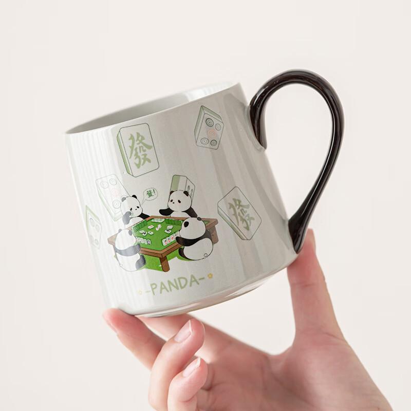 OLOEY Panda Mahjong Ceramic Tea Infuser Mug