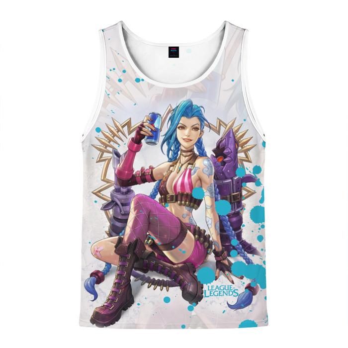 Anime League of Legends Jinx Graphic 3D Print Sleeveless Vest Harajuku Y2k Men’s Tank Tops