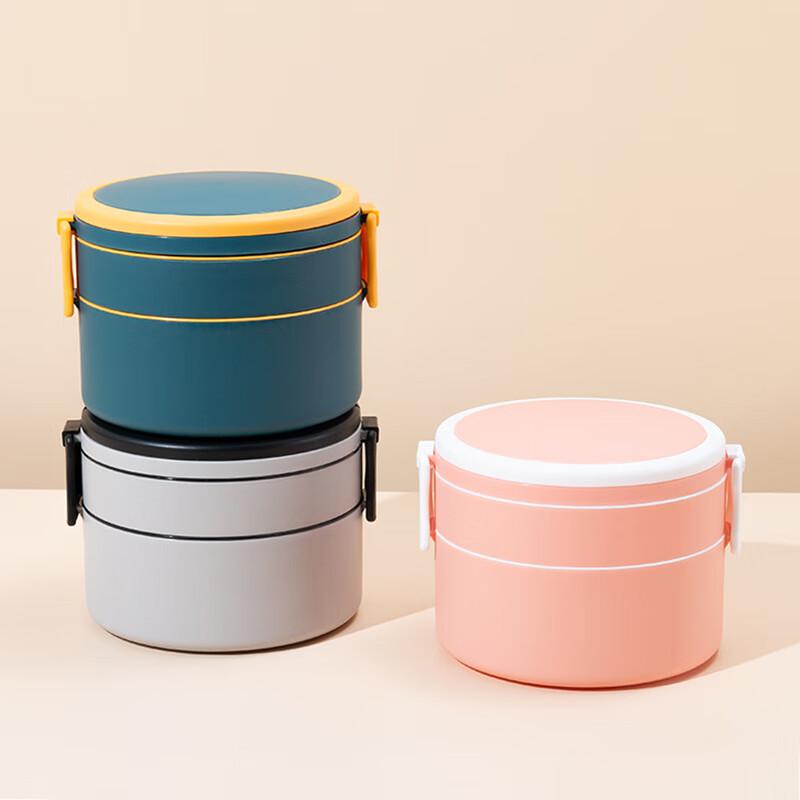 Double-Layer Portable Microwaveable Lunch Box with Handle