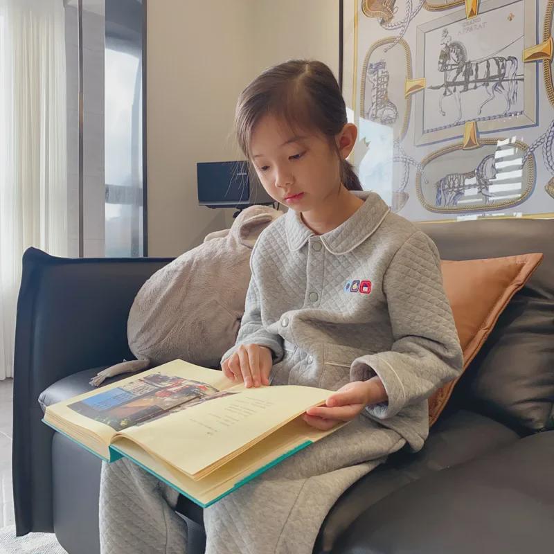 2025 Spring/Autumn Kids' Warm Cotton Home & Outfits - Unisex Thickened Suit