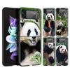 Panda Phone Case For Samsung Galaxy Z Flip 3 4 5 6 7 Hard Black Folding PC For Samsung Z Flip3 Flip4 Flip5 Cover