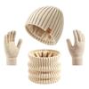 Womens Alpaca Wool Knit Hat Scarf Gloves Set Winter Warm Thick Lined Neutral Unisex Adult Accessories