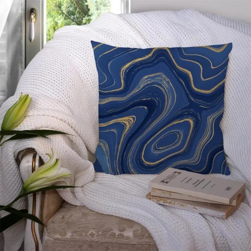 Glitter Marble Agate Cushion Cover Blue Geometry Flower Polyester Throw Pillow Case Car Sofa Decorative Pillowcases Home Decor