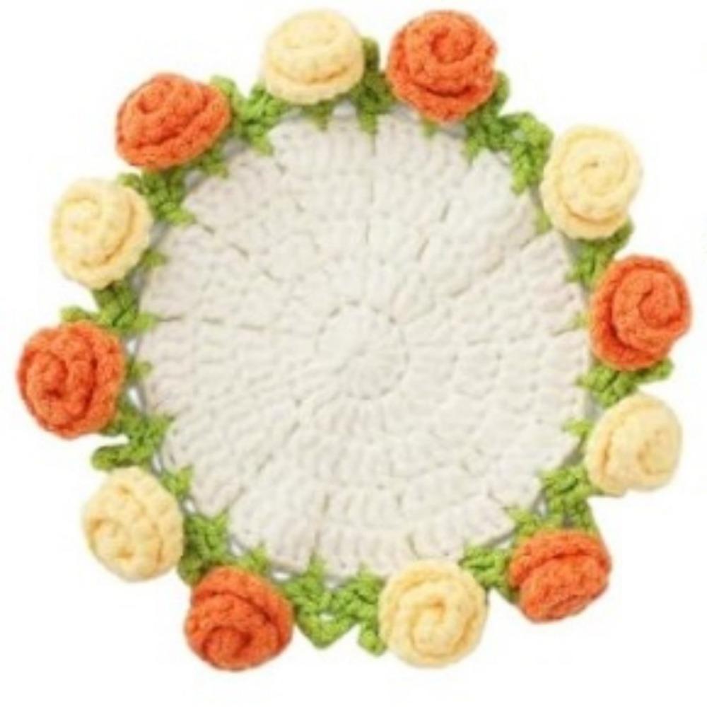 Handwoven Flower Bouquet Coasters Washable Coffee Table Cupmat Crochet Coasters Office Decor