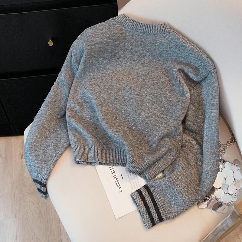 Women's Cartoon Pattern Loose Fit Drop Shoulder Crew Neck Sweater