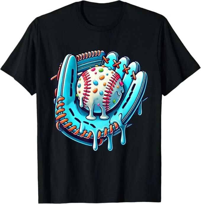 Дизайн Baseball Drip Мороженое Посыпка Бейсболист Футболка Унисекс Футболка S