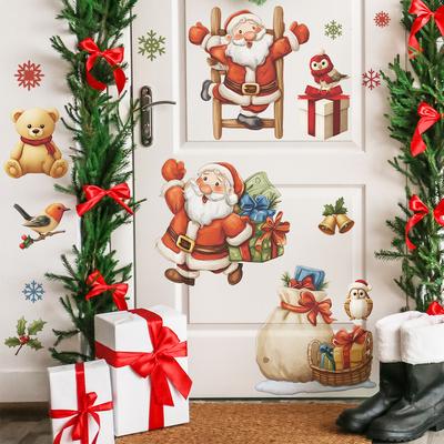Cartoon Weihnachtsmann verteilt Geschenke, Heimfestdekorationen, Wandaufkleber