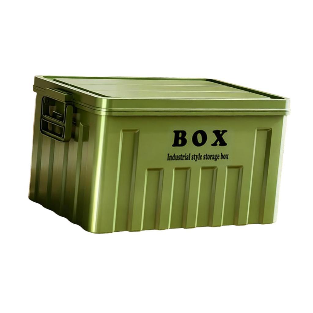 Lidded Storage Bin Utility Crate and Handles Storage Box with Lid Container for