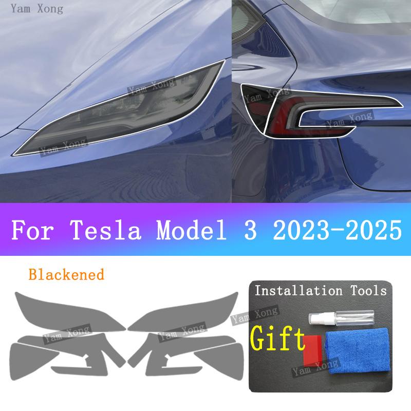 Für Tesla Model 3 Außen Scheinwerfer Rücklicht Transparente Schutzfolie Model 3+ Front Heck Schwarz Verfärbende Folien