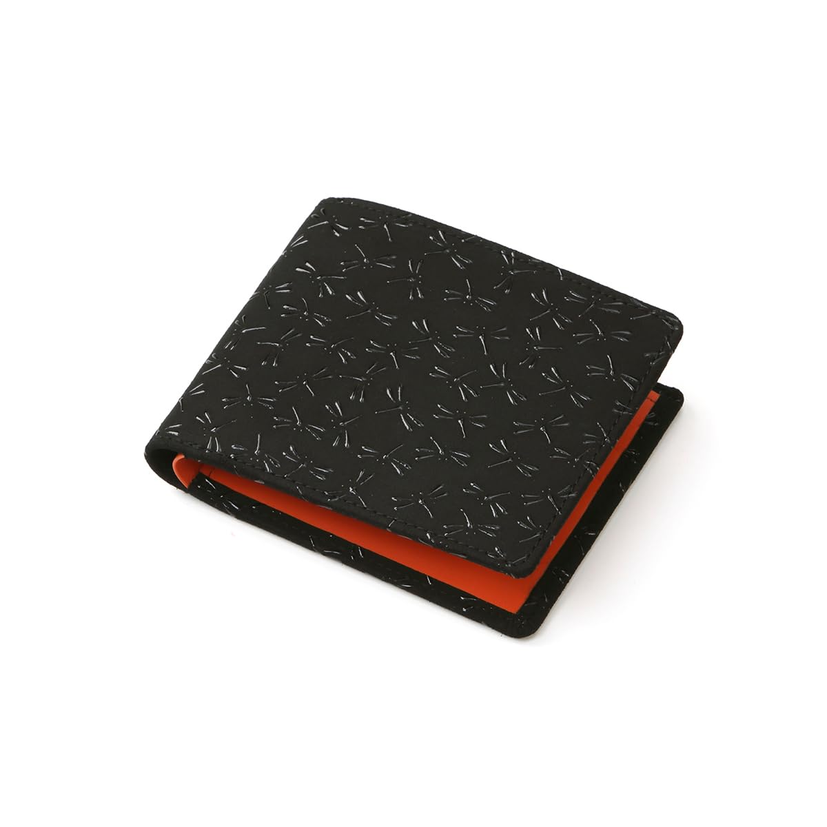

[Inden-ya] Inden HISOCA Hisoka Traditional Craft Koshu Inden Deerskin Lacquer Original Brand Wallet Black with Black Lacquer Dragonfly Design