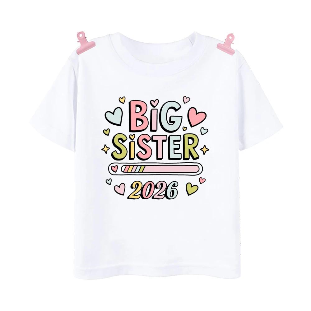 

Big Sister 2026 Teenage Children Short Sleeve Tops Tshirt Summer Girls Casual Loose Fashion Round Neck Childrens Clothing S