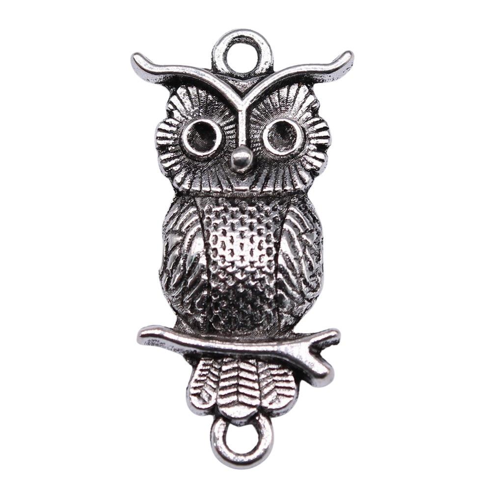 

10шт Сова Разъем Шармы Шармы Античное серебро Цвет Цинковый сплав 34X15mm