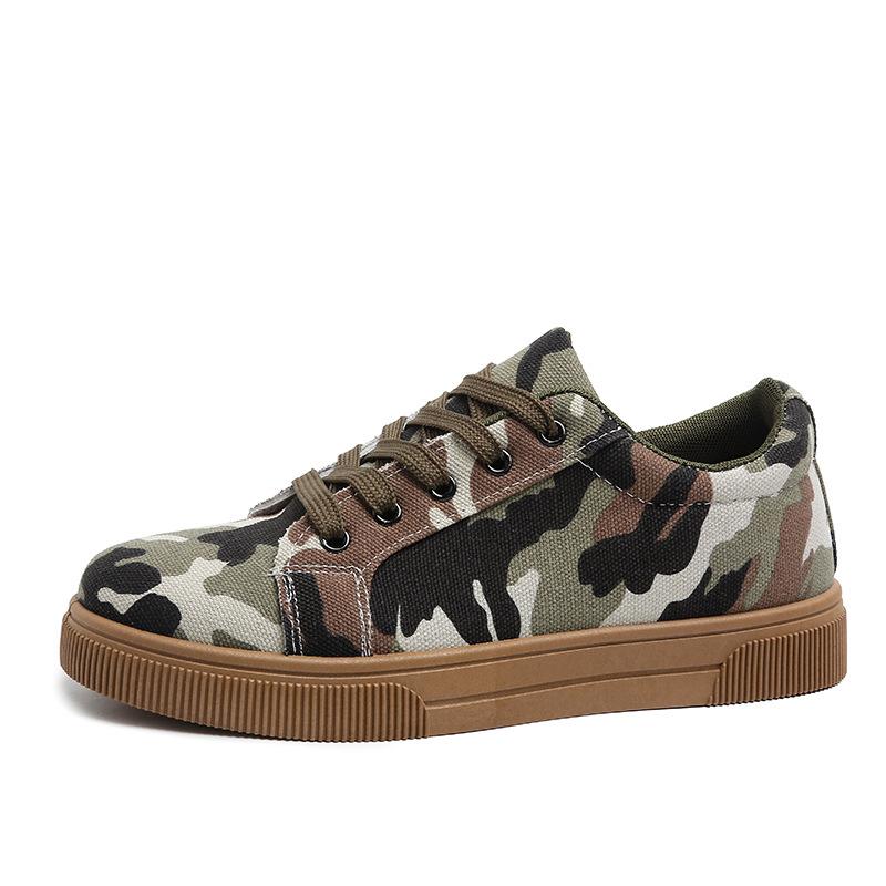European and American large size camouflage canvas shoes spring and autumn new casual flat comfortable sports shoes