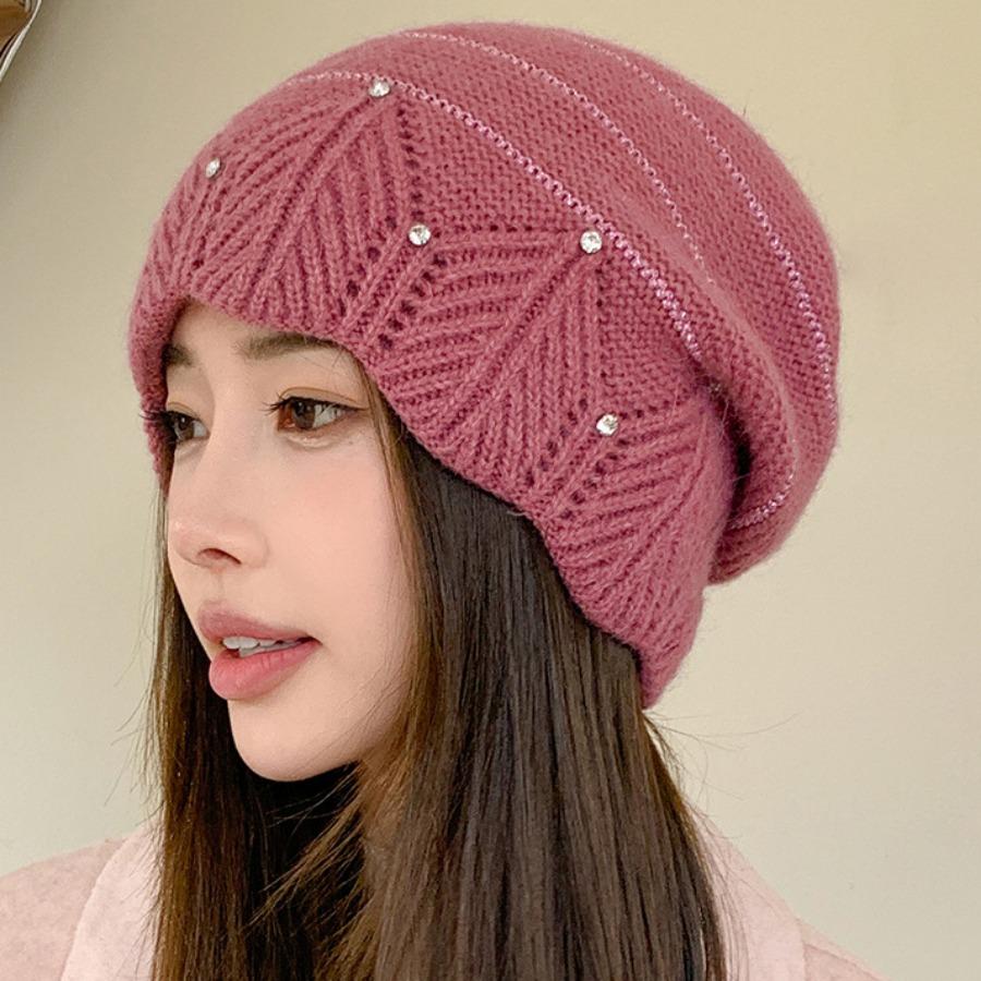 

Роскошные шапки Элегантные кружевные инкрустированные бриллиантами шапки из кроличьей шерсти для женщин Корейские вязаные шапки с ворсом M（56-58cm） светло-фиолетовый