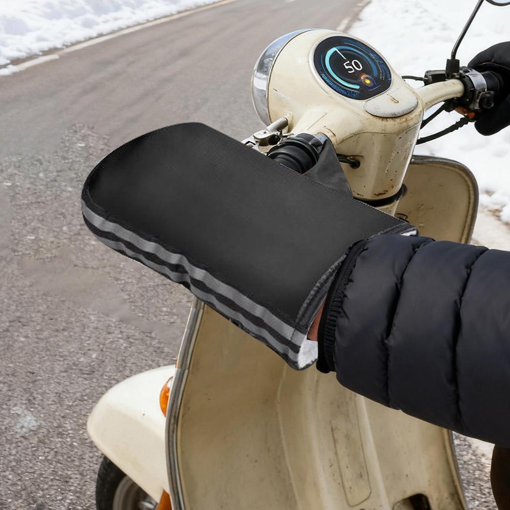 Winter Motorcycle Handlebars Windproof Waterproof Cycling Handlebar Mittens With Reflective Strips Bike Handlebar Cover