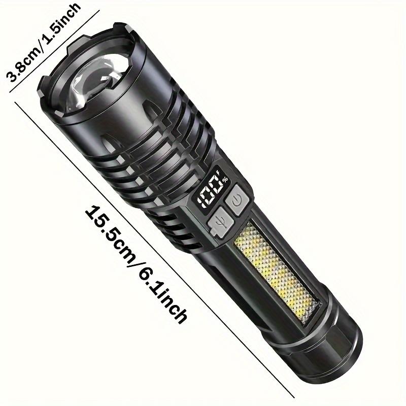 High Power LED Flashlight Powerful USB Rechargeable COB Flashlight with Side Light Torch for Outdoor Camping Hiking Fishing
