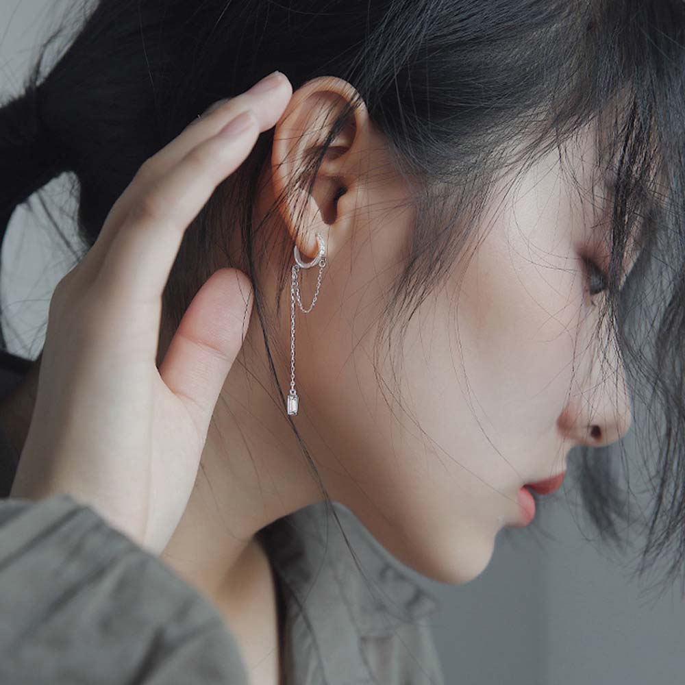 Trendy Personality Long Tassel  Wild Hoop Earrings Ear Chain Earrings Fashion Jewelry Copper