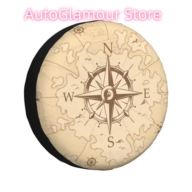 Custom Vintage Pirate's Map Spare Wheel Tire Cover for Toyota Land Nautical Compass Sailor RV SUV Trailer Vehicle Accessories