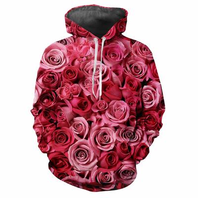 Nowa zabawa z kwiatami 3D Harajuku Drukowanie Street Fashion Awangarda Męska i damska Miękka Wygodna Trend Róża Impreza Bluza z Kapturem Top