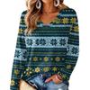 Women's V-Neck Long Sleeve Christmas Print Lightweight Blouse for Spring Summer
