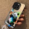 Cartoon Panda Cat Matte Hard Phone For 16 iPhone 11 12 13 14 15 Pro Max Plating Case Cover Funda