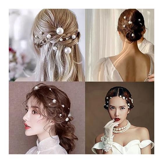 36 Piece Set Pearl Hair Pins U-Shaped Hair Sticks Hair Accessories for Traditional Japanese Attire, Photography, Weddings, Parties, Bridal Hair