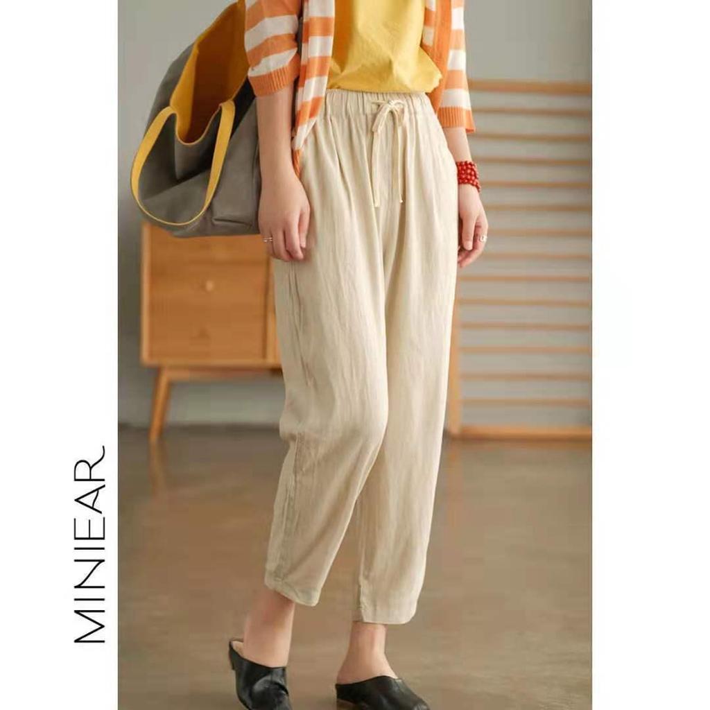 Damen Baumwollleinen Haremshose - Frühling/Herbst, Casual, Leicht, Petite, Gekürzt, Sieben/Achtel-Länge.