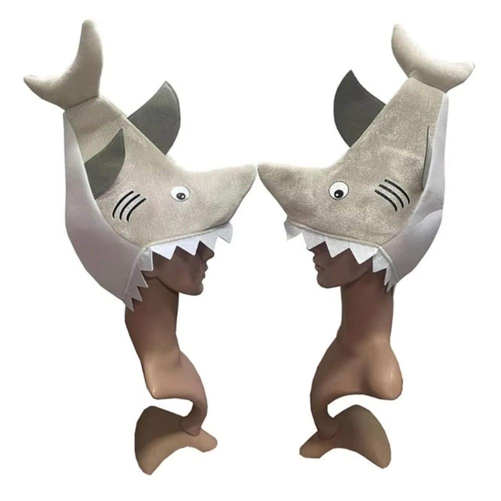 Creative Shark Party Hat Cartoon Plush Animal Cap Costume Accessories Shark Head Cover Photo Props