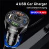 Car Charger Adapter 4 USB QC 3.0 Fast Charging LED Display For IOS Android Phone