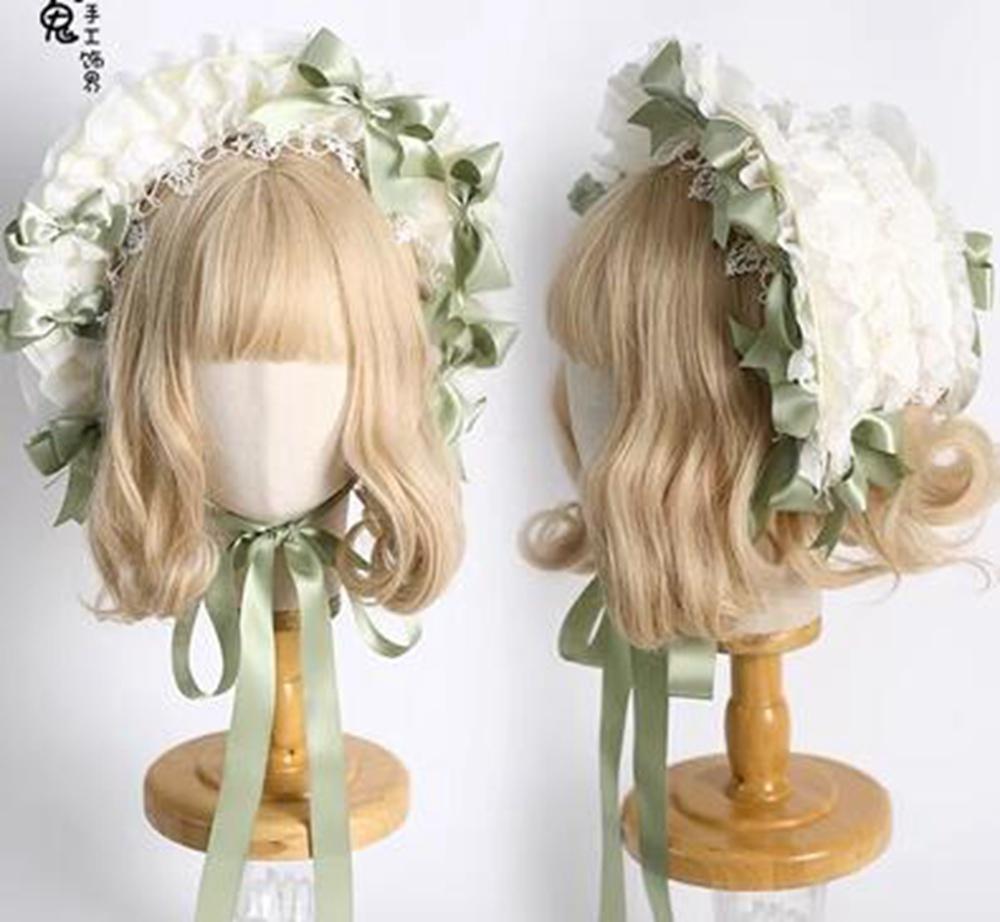 Lolita Lace Bonnet Hat Women Girl Victorian Party Straw Hat