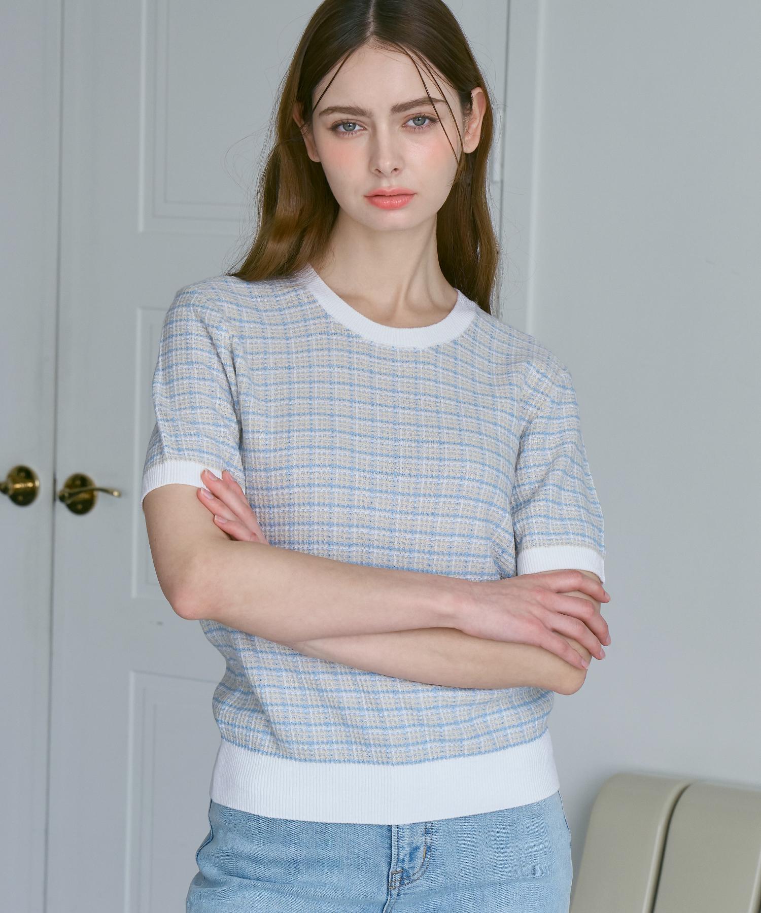 210 Edit Women S Tweed Round Knit [Sky]_Zf2Sw500 Dsk/066