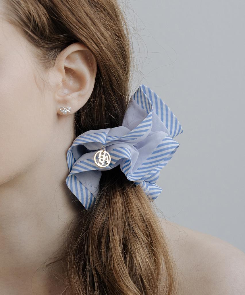 Has Hty028 Shirring Stripe Hair Scrunchie