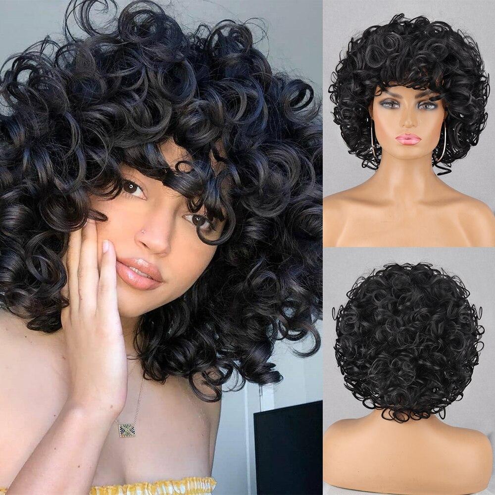 Synthetic Short Curly Wig African Curlys Women Large Roll Wig Daily Party High Temperature Fiber Wig