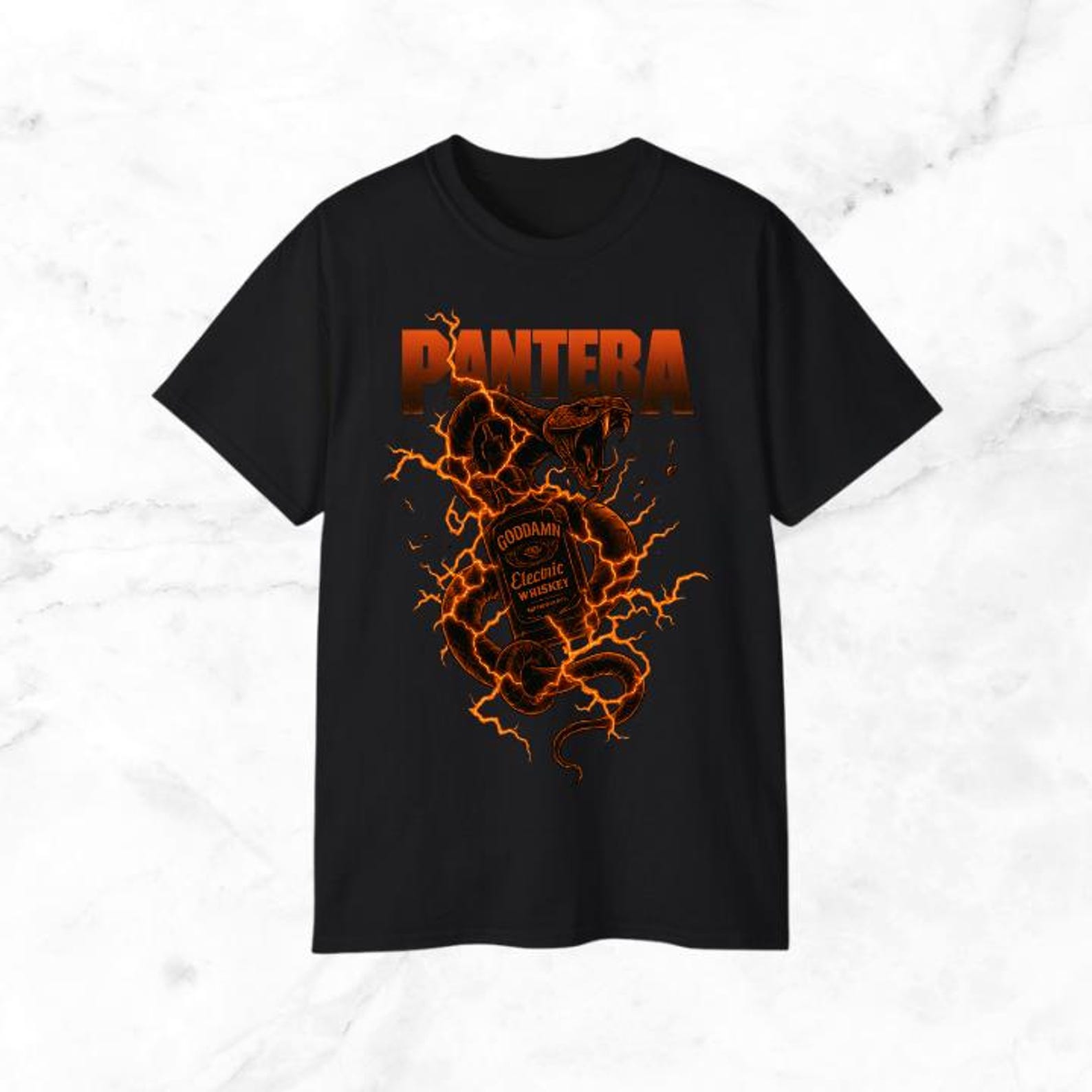 Pantera Goddamn Whiskey Adult Cotton Black T-Shirt Unisex L