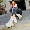 New MLB Big Ball Chunky Cushioning Anti Slip And Wear Resistant Low Top Chunky Sneakers Unisex Ecru 32SHC3111-50W