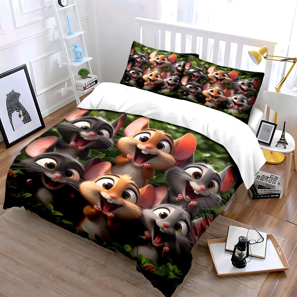 Cheerful mice gathering joyfully. Bedding sets Duvet covers Pillowcases(1* Duvet Cover 2* Pillowcases without duvet insert)