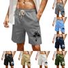 Herrtryck Bomull Linne Casual Shorts Herr Mode Badshorts
