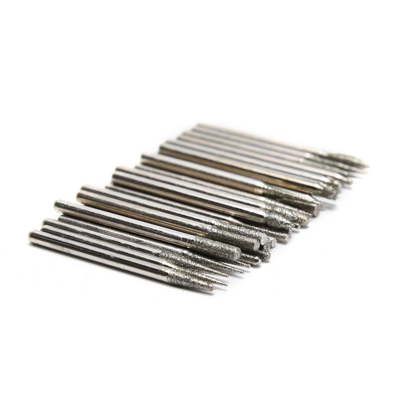 11pcs/lot Shank Diamond Burs Set With Box For Electric Grinder Power Accessories Abrasive Drill Bit Rotary Tool Sets 1.11mm