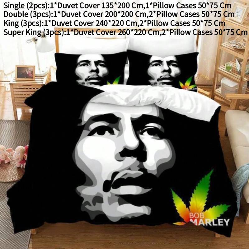 

Bedding Marley Bob Printed Duvet Cover Pillowcases For Relaxing Experience Sleep Single