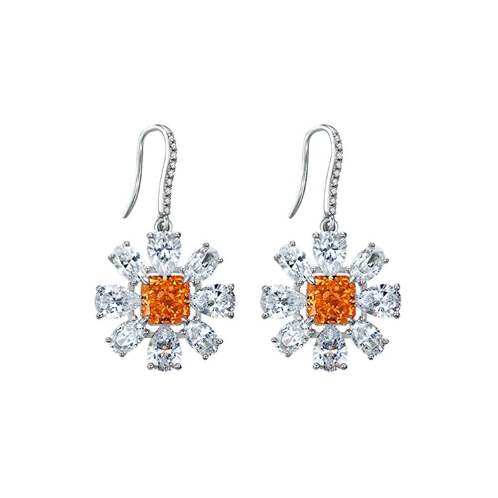 Tancise 7*7Jewelry Gelbe High Carbon Diamond Ohrringe 7*7 Herbst Chrysantheme Blühende Luxus Ohrringe 925.