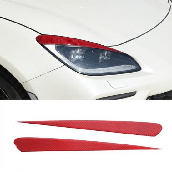 Red Soft Carbon Fiber Front Headlight Eyebrow Trim Sticker For Subaru BRZ +