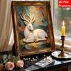 5D Pearl Art Majestic Deer Floral Design DIY Enamel Inlaid Painting Frameless Wall Decor Handmade Craft Gift for Home Bedroom Living Room