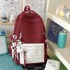 Schoolbag schoolbag female student solid color simple Japanese high-value girl backpack large capacity lightweight versatile casual backpack