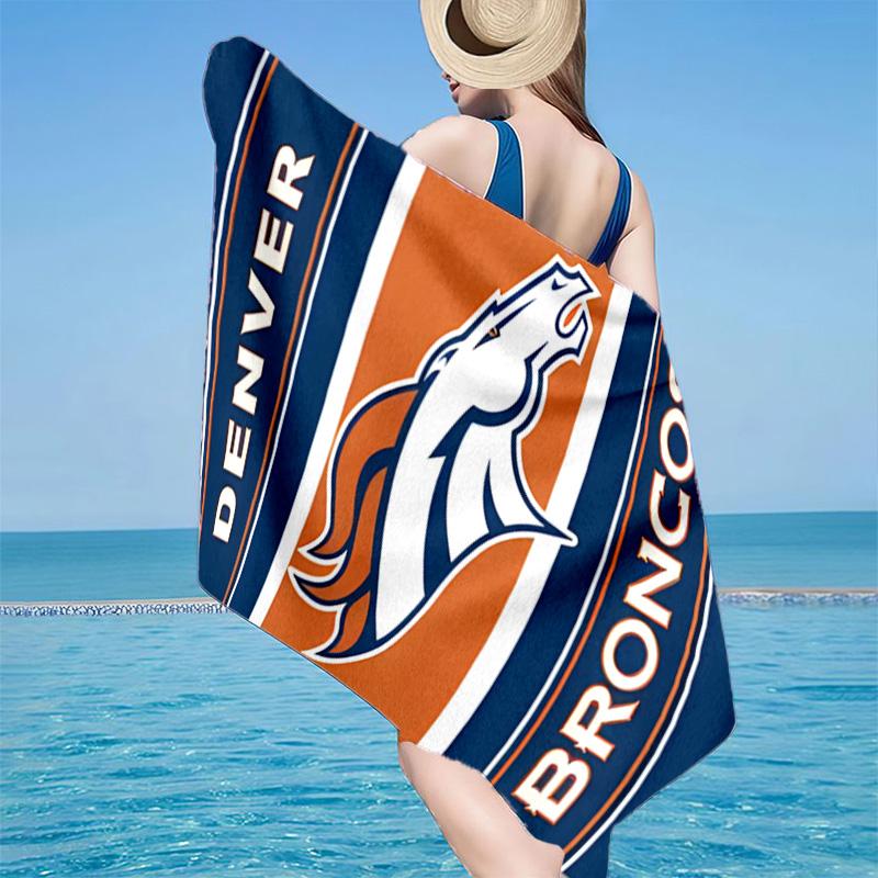 Denver Broncos Microfiber Beach Towel, Lightweight And Quick-Dry, for Summer Travel, Beach Essential, Swimming Pool